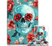 Puzzle 1000 pièces pour Adultes et Adolescents, Motif tête de Mort en Fleur de Prunier, Anti-Stress, idéal pour Les Vacances, pour Tuer Le Temps, décoration d'intérieur (Taille 75x50cm)