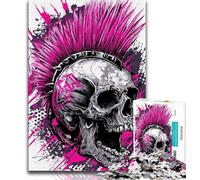 Puzzle 1000 pièces pour Adultes et Adolescents, Motif tête de Mort en métal Lourd, Anti-Stress, idéal pour Les Vacances, Tuer Le Temps, liste de souhaits avec Le Père Noël (Taille 75x50cm)