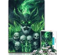 Puzzle 1000 pièces pour Adultes et Adolescents, Motif tête de Mort et Feuilles, Anti-Stress, idéal pour Passer du Temps à la Maison, pour renforcer l'amour Entre Couples, 75x50cm