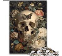 Puzzle 1000 pièces pour Adultes et Adolescents, Motif tête de Mort Fleurie, à partir de 14 Ans Décoration d'intérieur idéale comme Cadeau pour Toute la Famille et Les Amis (Taille 26x38cm)