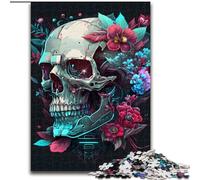 Puzzle 1000 pièces pour Adultes et Adolescents, Motif tête de Mort mécanique et Fleurs, idéal comme Cadeau pour Toute la Famille (Taille 26x38cm)