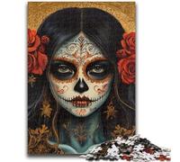 Puzzle 1000 pièces pour Adultes et Adolescents, Motif tête de Mort Mexicaine, 1000 pièces pour Adultes, Anti-Stress, séjour, Tuer Le Temps, liste de souhaits avec Le Père Noël (75x50cm)