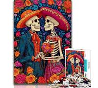 Puzzle 1000 pièces pour Adultes et Adolescents, Motif tête de Mort Mexicaine, Anti-Stress, idéal pour Les Vacances à la Maison, Tuer Le Temps, liste de souhaits avec Le Père Noël (Taille 75x50cm)