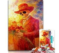 Puzzle 1000 pièces pour Adultes et Adolescents, Motif tête de Mort Mexicaine, Jeu Familial Anti-Stress, défi Difficile, renforce l'amour Entre Couples, 50x75cm