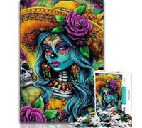 Puzzle 1000 pièces pour Adultes et Adolescents, Motif tête de Mort Mexicaine, Jeux Amusants, décoration Murale, Cadeaux d'anniversaire et de Noël Uniques (Taille 75x50cm)