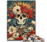 Puzzle 1000 pièces pour Adultes et Adolescents, Motif tête de Mort Mexicaine, pour Adolescents, pour Tuer Le Temps en Vacances, avec Affiche et fiche de Questions-réponses Assorties (50x75cm)