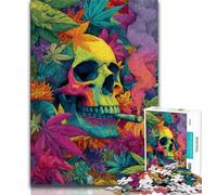 Puzzle 1000 pièces pour Adultes et Adolescents, Motif tête de Mort psychédélique, Anti-Stress, séjour, Tuer Le Temps, liste de souhaits avec Le Père Noël (Taille 75x50cm)