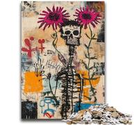 Puzzle 1000 pièces pour Adultes et Adolescents, Motif tête de Mort Tournesol Style Basquiat, Anti-Stress, défi Difficile, renforce l'amour Entre Couples, 50x75cm