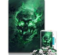 Puzzle 1000 pièces pour Adultes et Adolescents, Motif tête de Mort Verte, idéal comme Cadeau pour Toute la Famille Convient aux Enfants de 14 Ans et Plus (Taille 75x50cm)
