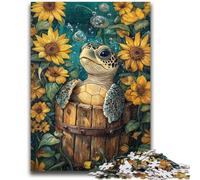 Puzzle 1000 pièces pour Adultes et Adolescents, Motif Tortue Tournesol, Anti-Stress, défi Difficile, idéal comme Cadeau pour Toute la Famille, 26x38cm