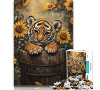 Puzzle 1000 pièces pour Adultes et Adolescents, Motif Tournesol et Tigre, idée Cadeau d'anniversaire pour Adultes, Jeu Familial et Passe-Temps, 26x38cm