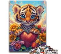 Puzzle 1000 pièces pour Adultes et Adolescents, Motif Tournesol et Tigre, Jouets éducatifs et Amusants pour la Maison, Cadeaux d'anniversaire et de Voyage, 50x75cm