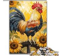 Puzzle 1000 pièces pour Adultes et Adolescents, Motif tournesols et Coq, pour Jeu éducatif, Jouet de défi, décoration d'intérieur Unique et Cadeaux (Taille 50x75cm)