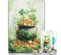 Puzzle 1000 pièces pour Adultes et Adolescents, Motif trèfle à Quatre Feuilles Aquarelle, liste de souhaits avec Père Noël, pour Les Enfants de 14 Ans et Plus (Taille 38x26cm)