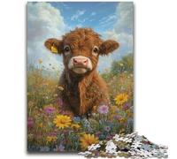 Puzzle 1000 pièces pour Adultes et Adolescents,Motif Vache des Highlands,idéal pour Les Adolescents,idéal pour Les Vacances à la Maison,pour Tuer Le Temps et améliorer l'amour Entre Couples,50x75cm