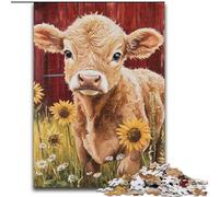 Puzzle 1000 pièces pour Adultes et Adolescents, Motif Vaches, tournesols, Ferme, Jouet éducatif et décompressant, idéal pour la décoration de Bureau (Taille 50x75cm)