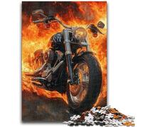 Puzzle 1000 pièces pour Adultes et Adolescents Moto Flamme Jeu Stimulant et Jeu en Famille Une œuvre d'art pour Les 14 Ans 50x75cm