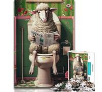 Puzzle 1000 pièces pour Adultes et Adolescents Moutons aux Toilettes, idéal pour la décoration de Bureau, à partir de 14 Ans (Taille 38x26cm)