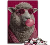 Puzzle 1000 pièces pour Adultes et Adolescents Moutons soufflant des Ballons Jeu éducatif Familial avec pièces entièrement emboîtables de Formes aléatoires 26x38cm