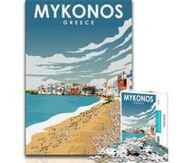 Puzzle 1000 pièces pour Adultes et Adolescents Mykonos, Voyage en Grèce, Jouets éducatifs et éducatifs pour la Famille, pour renforcer l'amour Entre Couples (75x50cm)