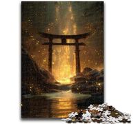 Puzzle 1000 pièces pour Adultes et Adolescents Mystérieux Torii Gate 1000 pièces pour Adultes, Anti-Stress Staycation Kill Time Wishlist avec Père Noël (75x50cm)