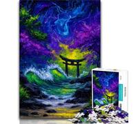 Puzzle 1000 pièces pour Adultes et Adolescents Mystérieux Torii Gate, Anti-Stress Staycation Kill Time Enhance Love Between Couples (75x50cm)