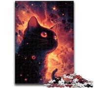 Puzzle 1000 pièces pour Adultes et Adolescents Nébuleuse du Chat Noir 1000 pièces pour Adultes, Anti-Stress Staycation Kill Time Wishlist avec Le Père Noël (75x50cm)