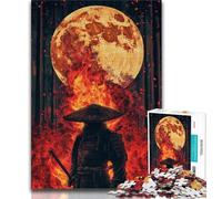 Puzzle 1000 pièces pour Adultes et Adolescents Ninja sous la Lune, Anti-Stress, Vacances à la Maison, avec Affiche et fiche de Questions-réponses Assorties (38x26cm)