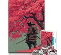 Puzzle 1000 pièces pour Adultes et Adolescents Ninja sous Le Cerisier en Fleurs, décoration Murale Artistique et idée Cadeau d'anniversaire pour Amis, Bureau à Domicile (38x26cm)