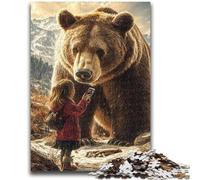 Puzzle 1000 pièces pour Adultes et Adolescents Ours Brun et Petite Fille Jeu éducatif Familial Décoration Murale Cadeaux d'anniversaire et de Noël Uniques 26x38cm