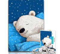 Puzzle 1000 pièces pour Adultes et Adolescents Ours en Peluche Blanc endormi Puzzle pour Adolescents Jeu de Quiz décoration Murale Cadeaux d'anniversaire et de Noël Uniques 38x26cm
