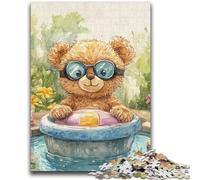 Puzzle 1000 pièces pour Adultes et Adolescents Ours en Peluche naviguant sur Un Bateau en Coquille de Noix pour et à partir de 14 Ans Jouets de Jeu Car il est idéal comme Cadeau pour Toute la Famille