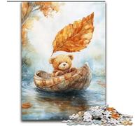 Puzzle 1000 pièces pour Adultes et Adolescents Ours en Peluche naviguant sur Un Bateau en Noyer, Jeu Stimulant, idéal comme Cadeau pour Toute la Famille 50x75cm