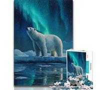 Puzzle 1000 pièces pour Adultes et Adolescents Ours Polaires sous l'aurore 1000 pièces pour Adultes, Cadeau d'anniversaire, Cadeaux, décoration Murale pour Les 14 Ans et Plus (Taille 38x26cm)