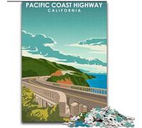 Puzzle 1000 pièces pour Adultes et Adolescents Pacific Coast Highway Art Stress Relief Défi Difficile avec Affiche Assortie et Feuille de Questions (38x26cm) 1000 pièces