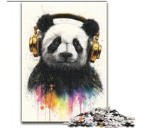Puzzle 1000 pièces pour Adultes et Adolescents Panda avec Casque Audio, Jouets éducatifs et éducatifs, Jeux familiaux, Anniversaires et Cadeaux Uniques (Taille 50x75cm)