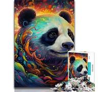 Puzzle 1000 pièces pour Adultes et Adolescents, Panda coloré, Art au Fusain, pour Une Escapade relaxante, idéal pour la décoration de la Maison (75x50cm)