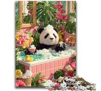Puzzle 1000 pièces pour Adultes et Adolescents Panda dans la Baignoire pour Les 14 Ans et Plus Jeu Impossible Cadeau d'anniversaire de Noël 26x38cm