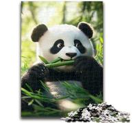 Puzzle 1000 pièces pour Adultes et Adolescents Panda Mangeant du Bambou, Jeu éducatif pour Anniversaire et Noël (50x75cm)