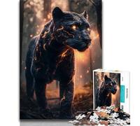 Puzzle 1000 pièces pour Adultes et Adolescents Panthère du Tonnerre Lumineuse Puzzle 1000 pièces Jeu de Quiz Décoration Murale Cadeaux d'anniversaire et de Noël Uniques 38x26cm