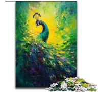 Puzzle 1000 pièces pour Adultes et Adolescents Paon Vert, activité Amusante pour la Maison, Jouets pour Les Jours de Pluie, Cadeaux d'anniversaire 26x38cm