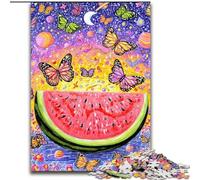 Puzzle 1000 pièces pour Adultes et Adolescents Papillon pastèque, Jouet éducatif et décompressant, Cadeau d'anniversaire, décoration Murale (Taille 26x38cm)