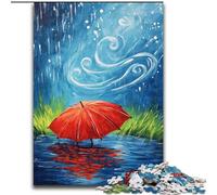 Puzzle 1000 pièces pour Adultes et Adolescents Parapluie Rouge Un Jour de Pluie, Jeu éducatif Familial, décoration Murale, Cadeaux d'anniversaire et de Noël Uniques 50x75cm