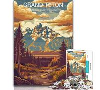 Puzzle 1000 pièces pour Adultes et Adolescents Parc National de Grand Teton, Jeu éducatif, Jouet, Cadeau d'anniversaire, décoration Murale (38x26cm)