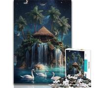 Puzzle 1000 pièces pour Adultes et Adolescents, Paysage de l'île aux cygnes, Jeux éducatifs, Décoration d'intérieur, Convient pour la décoration de Bureau (Taille 75x50cm)