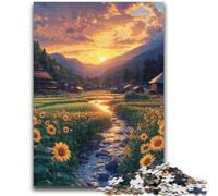 Puzzle 1000 pièces pour Adultes et Adolescents, Paysage de tournesols, idée Cadeau d'anniversaire pour Adultes, Jeu Familial et Passe-Temps (38x26cm)