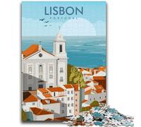 Puzzle 1000 pièces pour Adultes et Adolescents Paysage Urbain de Lisbonne, Portugal Puzzle 1000 pièces, Jeu éducatif, défi, Jouet, Cadeau pour Toute la Famille (50x75cm)