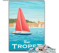 Puzzle 1000 pièces pour Adultes et Adolescents, Paysage Urbain de Plage en France, Jeu Familial, décoration intérieure Unique et Cadeaux pour Les 14 Ans et Plus (26x38cm)