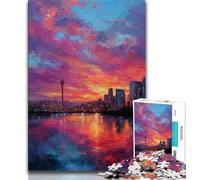 Puzzle 1000 pièces pour Adultes et Adolescents Paysage Urbain sous Le Soleil couchant, décoration Murale Artistique et idée Cadeau d'anniversaire pour Amis, Bureau à Domicile (38x26cm)