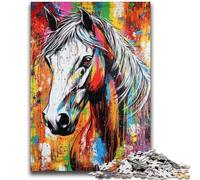 Puzzle 1000 pièces pour Adultes et Adolescents, Peinture à l'huile, Cheval Difficile à réaliser, mais Amusant et Humoristique Cadeau d'anniversaire, Cadeaux, décoration Murale 26x38cm